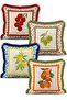 Mediterranean Fruits and Italian Tile Pattern 4-Piece Fringed Cushion Cover Set