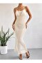 Tulle Detailed Thin Strap Maxi Length Fish Cut Dress
