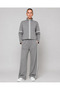 Women's Modal Fabric Stripe Detailed Stand Collar Zippered Wide Leg Sweatpants Set - 6