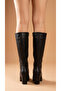Women's High Heeled Leather Look Long Boots - 4