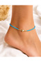 Bym Turquoise Blue Sand Bead Gold Heart Detailed Adjustable Women's Anklet