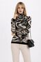 Women's Patterned Knitwear Sweater Black Ecru Turtleneck Long Sleeve Stylish Winter Sweater - 5
