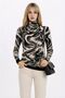 Women's Patterned Knitwear Sweater Black Ecru Turtleneck Long Sleeve Stylish Winter Sweater - 3