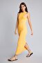 Bodycon Body-Hugging Halter Neck Ribbed Sleeveless Orange Maxi Dress H7119Ax26Sm