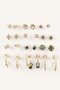 Women's 12-Piece Stone-Studded Nail and Hoop Multi Earring Set I4266Axns