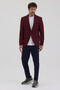 Falço Men's Burgundy Textured Fabric Mono Collar Slim Fit Sports Blazer Jacket - 4