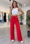 Women's Red Palazzo High Waist Elastic Combed Cotton Soft Fabric Colorful Lace-Up Loose Leg Casual Comfortable Sweatpants - 2