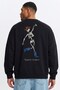 Men's Oversize Sweatshirt Western Spirit Printed Black – Crew Neck, 3 Thread Raster Fleece