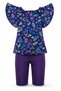 Flounce Detail on the Sleeves, Top and Bottom Two-Piece Girl's Swimsuit 1171-250 Purple - 4