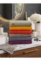 Set of 6 Tasseled Jacquard Avant-Garde Hand & Head Towels |   50X90 cm |   Cotton Ultra Absorbent |   Gift Dowry Box |   Orange - Purple - Water Green - Gray - Mustard - Blue - 8