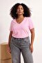 Lacivert-Pembe- Gri 3'lü Paket Regular Fit V Yaka Büyük Beden T-shirt TBBSS26BF00031 - 6