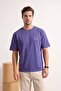 Purple Oversize/Wide Cut Embroidered 100% Cotton T-Shirt Tmnss26Ts00048 - 2