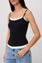 Siyah Renk Bloklu Fitted Havuz Yaka İnce Askılı Kolsuz Fitilli Esnek Örme Atlet TWOSS26AL00008 - 3