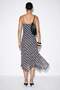 Black Plaid Draped Front Strap Chiffon Dress - 3