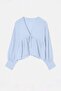 Blue V-Neck Robadan Skirted Blouse Tdrss26Bz00083