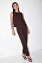 Brown Crew Neck Sleeveless Pants Comfortable Fit Top and Bottom Set Tdrss26Au00052 - 2