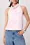 Açık Pembe Kolsuz Saten Party Bluz TPRAW26BZ00003 - 3