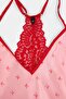 Pembe Kurdele/Fiyonklu Dantel Detaylı Saten Dokuma Pijama Takımı THMSS26PT00263 - 5