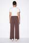 Brown Flat-Fronted Comfortable Fit Elastic Waist Pants Tdrss26Pl00055 - 3