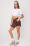 Brown Micro 2 Layer Knitted Sports Shorts Skirt with Inner Shorts Thmss26Sr00005