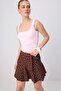 Dark Brown Polka Dot Skirt Look High Waist Mini Knitted Shorts Twoss21Sr0621 - 2