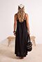 Siyah Dokuma Maxi A-Line Plaj Elbisesi TBESS26LE00021 - 4