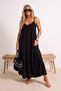 Siyah Dokuma Maxi A-Line Plaj Elbisesi TBESS26LE00021 - 2