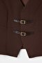 Brown Fitted Vest with Belt Accessory Twoaw27Ye00008 - 2