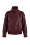 Bordo Oversize Kalıp Dik Yakalı Suni Deri Bomber Ceket Mont TWOAW27MO00042 - 6