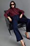 Koyu Mavi Orta Esnek Cep Detaylı Yüksek Bel Wide Leg Jeans TWOAW27JE00045