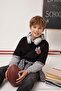 Black Boy's Cotton Back Printed Hooded Thick Non-Embossed Sweatshirt Tkdaw27Sw00014 - 2