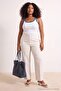 Beyaz EXCLUSIVE Özel Koleksiyon Mürdüm Yumuşak Tuşeli Wide Leg/Geniş Paça Pantolon TBBSS26AR00057