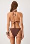 Brown Triangle Covered Regular Waist Bikini Set with Accessories Tbess26Bt00081 - 4