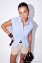 Blue Stripe Detailed Hidden Placket Pleated Blouse Tdrss26Bz00126 - 2