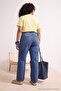 Mavi Yüksek Bel Comfort/Orta Esnek Straight Fit Denim Büyük Beden Jeans TBBSS24CJ00051 - 3