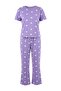 Lila 100% Cotton Heart Knitted Pajamas Set Thmaw27Pt00142 - 4