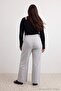 Gri Wide Leg/İspanyol Paça Yüksek Bel İnterlok Esnek Örme Pantolon TBBAW27AR00015 - 4