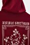 Bordo Oversize/Geniş Kesim Kapüşonlu Baskılı İçi Polar/Sıcak Tutan Sweatshirt TMNAW24SW00100 - 9