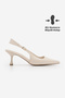 Women's Stiletto Pointed Toe Thick Strap Short Classic Heeled Shoes Riyona Ecru