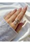 Women's silver color adjustable spiral star ring - 3