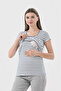 Maternity Striped Viscose Women's Blouse with Hidden Breastfeeding Detail - 2