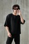 Men's Fakir Sleeve Oversize Linen Look T-Shirt - 4