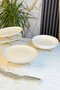 4 Piece Porcelain Presentation Set & Metal Leg Bowl Boat Plate Serving Set - 7