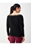 Black Boat Neck Long Sleeve Knitted Blouse with Lace Detail - 6