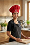 قبعة مطبخ حمراء مطبوعة من Queen Kitchen مع شريط فيلكرو قابل للتعديل