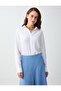 White Straight Cut Long Sleeve Linen Blended Woven Shirt - 3