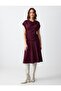 Sumak Relaxed Fit Flowy Neck Short Sleeve Midi Dress