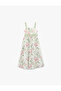 Square Neck Flared Floral Dress with Strap Tie Detail - 4