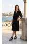 Women's Black Genuine Leather Velcro Daily Sandals - 2