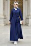 Tie-Up Blouse Skirt Double Set 1465 - Navy Blue - 5